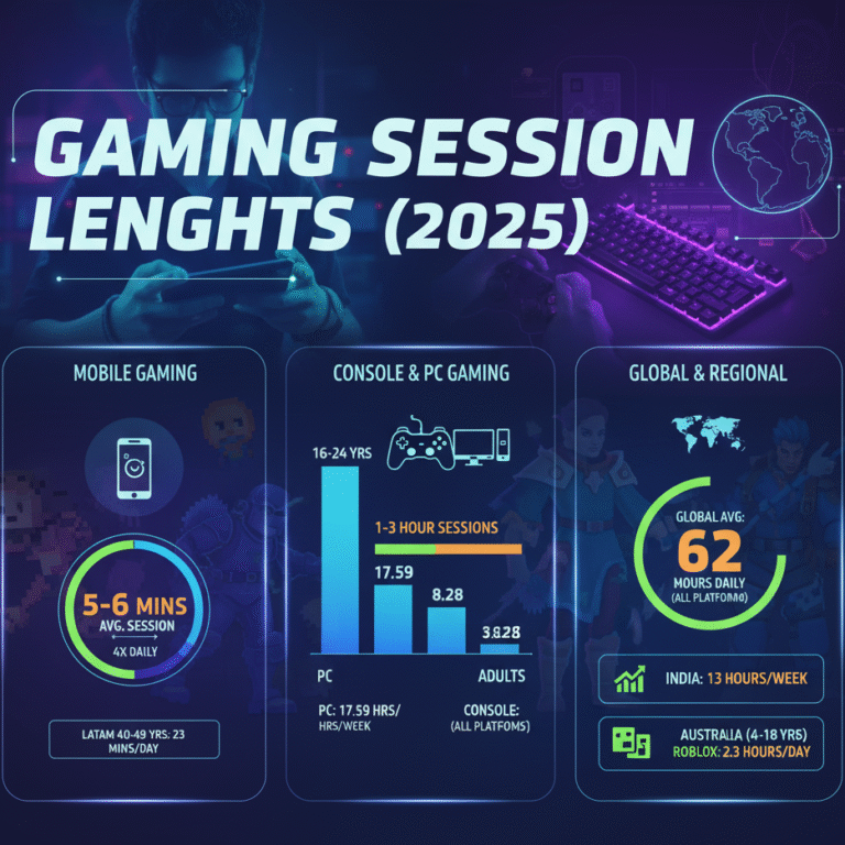 Average Gaming Session Length by Age Group (2025)